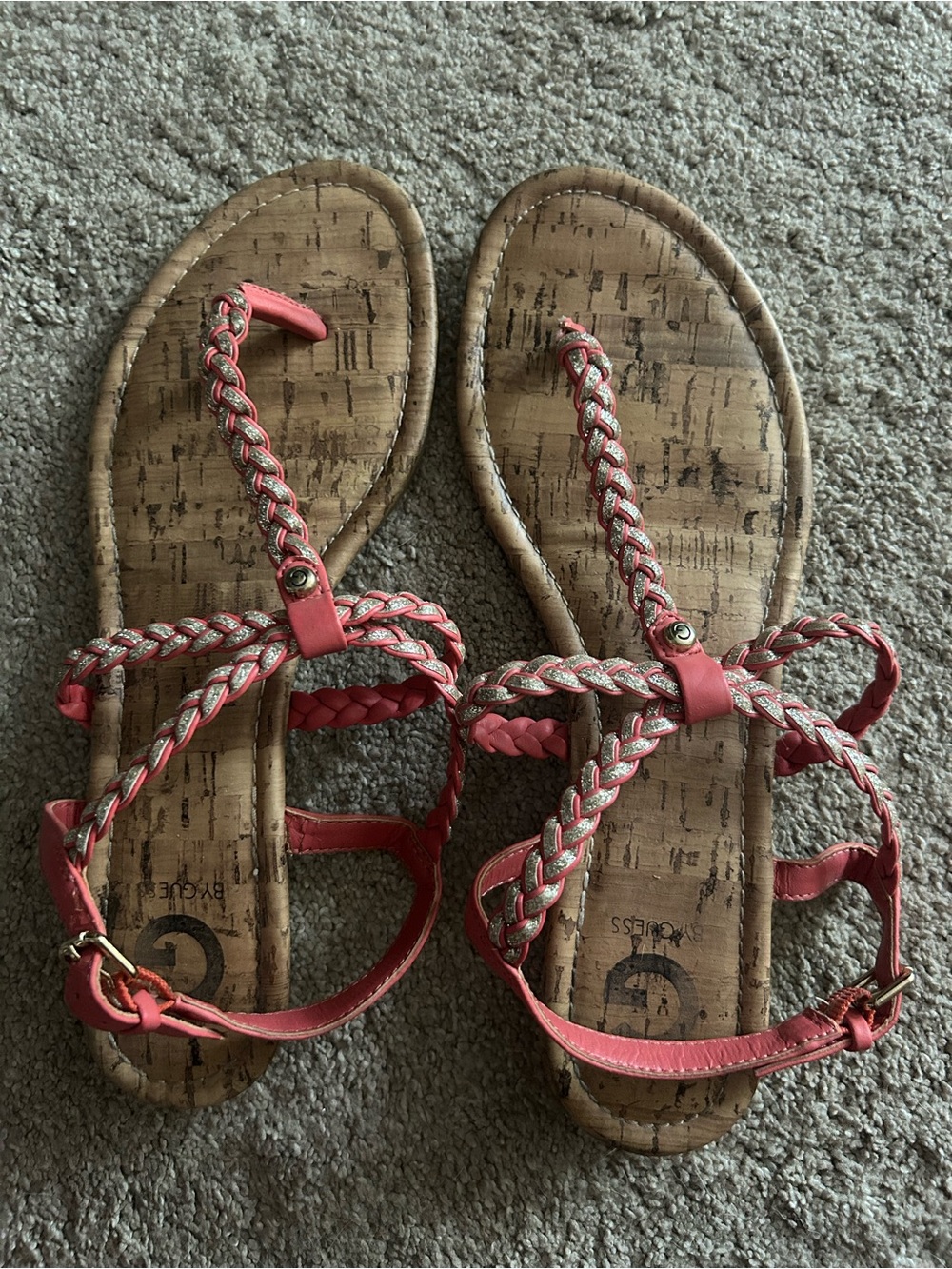 Guess Coral Braided T-strap Sandals